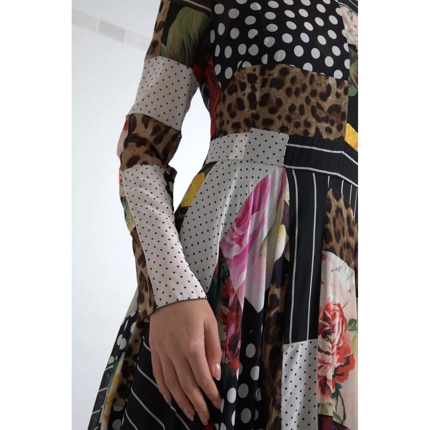 Dolce & Gabbana Multicolor Patchwork Floral Leopard Dress