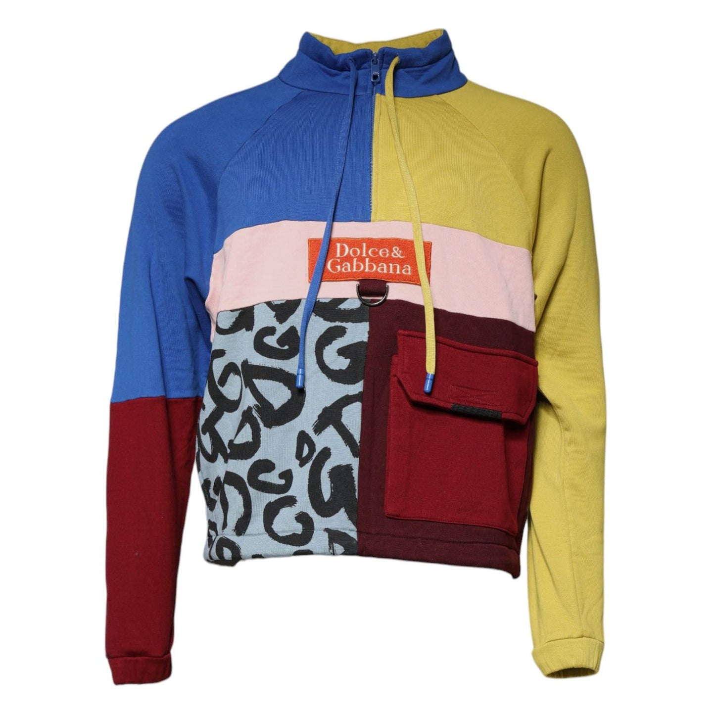 Dolce & Gabbana Multicolor Patchwork Men Sweatshirt Sweater 1728,67345645728,Clothing,Dolce & Gabbana,IT46 | S,Material: 89% Cotton 11% Polyester,Men,Multicolor,New with tags,Sweaters - Clothing,Sweaters - Men - Clothing,Tracksuits - Sweaters - Clothing