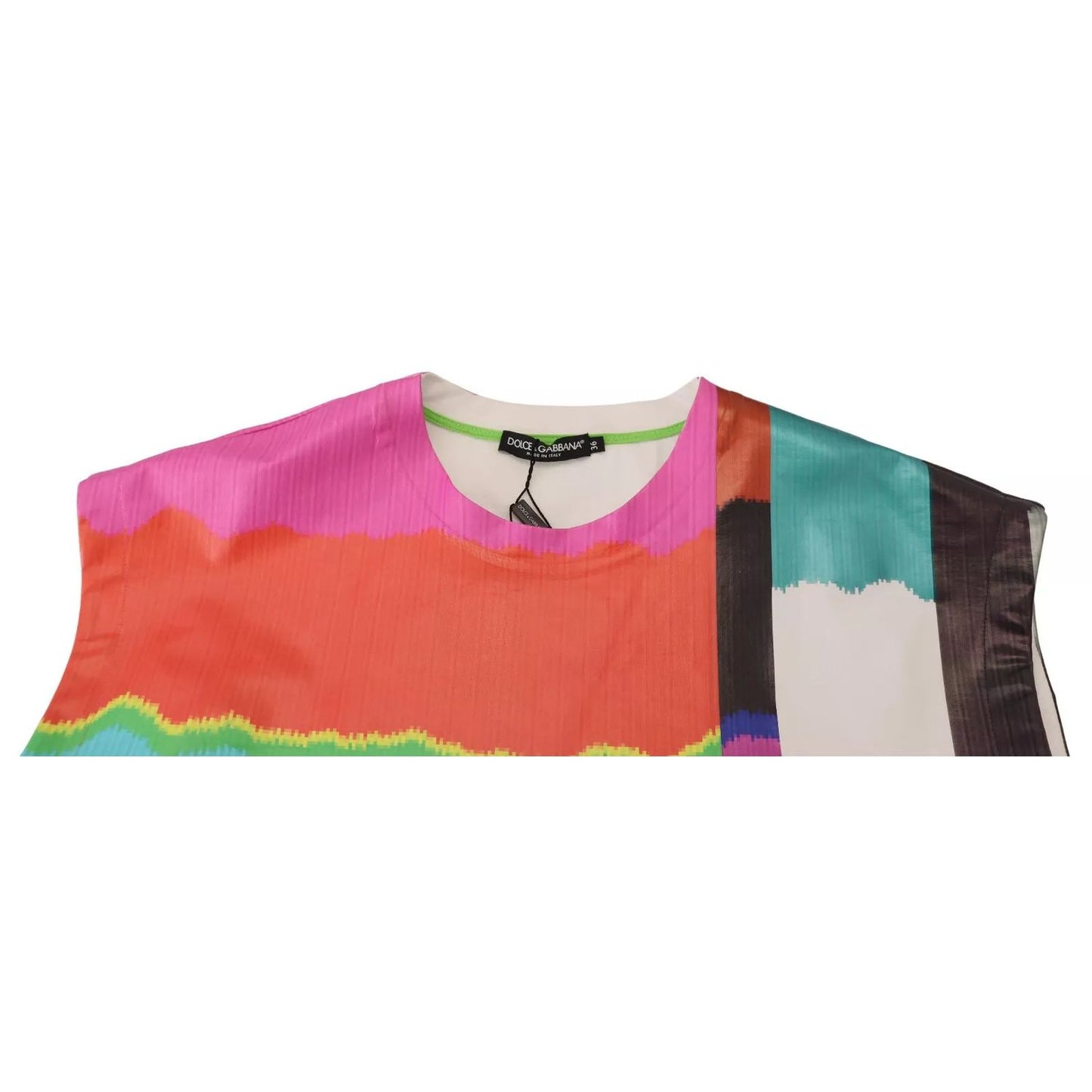 Dolce & Gabbana Multicolor Print Blouse Cotton Tank TV Print T-shirt