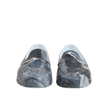 Front view of Dolce & Gabbana Multicolor Rubber Men Low Top Sneakers Shoes with unique design and rubber sole.