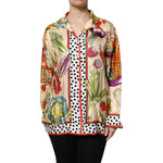 Dolce & Gabbana Multicolor Vegetables Silk Long Sleeves Top