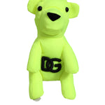 Dolce & Gabbana Neon Green Bear Embroidered Logo Men Keychain Clasp Keyring featuring bear and logo design.