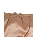 Dolce & Gabbana Nude Beige Silk Satin Bow Lace Trim Underwear with delicate front bow and fine lace trim, crafted in Italy.
