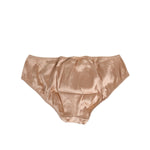 Dolce & Gabbana Nude Beige Silk Satin Bow Lace Trim Underwear featuring a delicate front bow and lace detail.