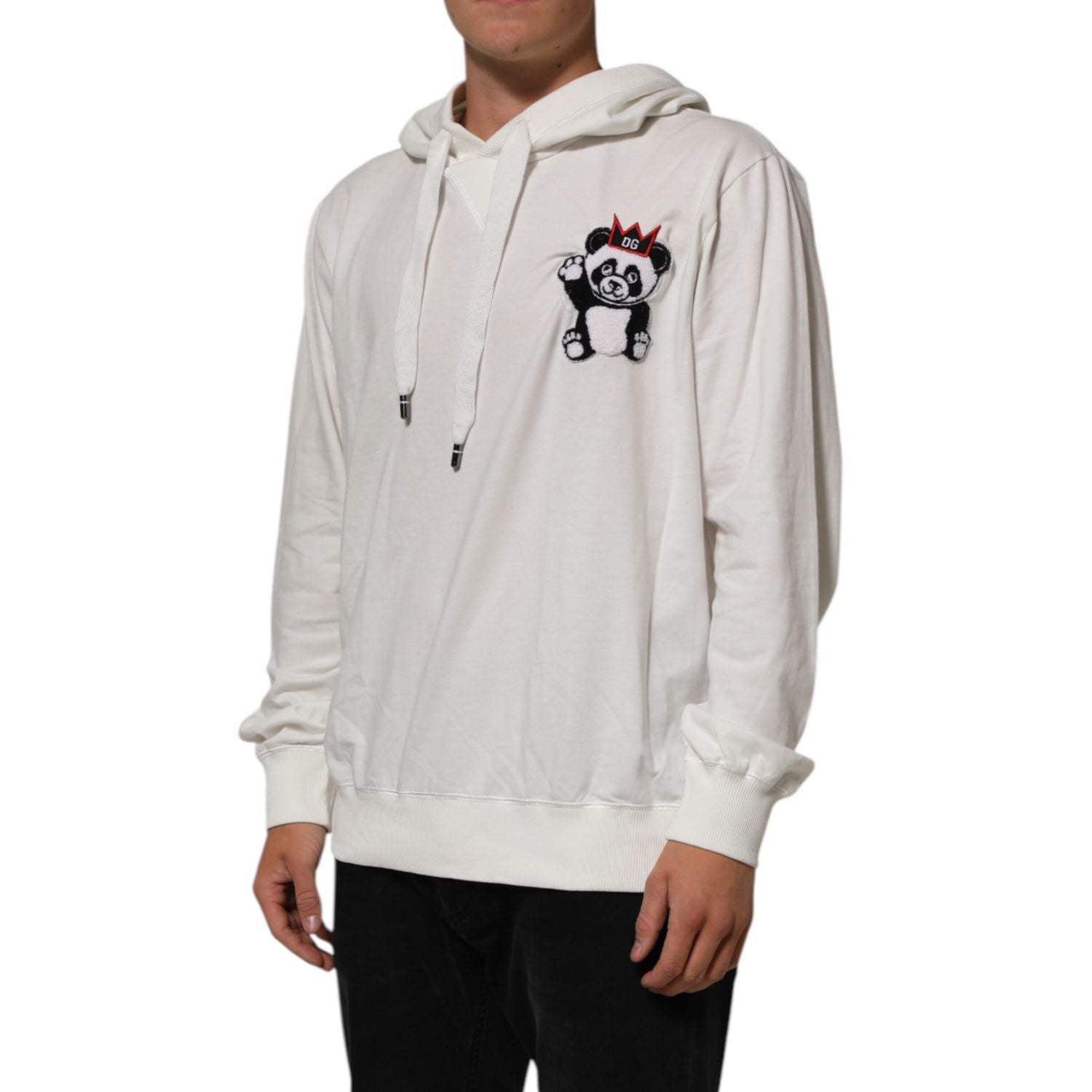 Dolce & Gabbana Off White Cotton Panda Hooded Sweatshirt Sweater