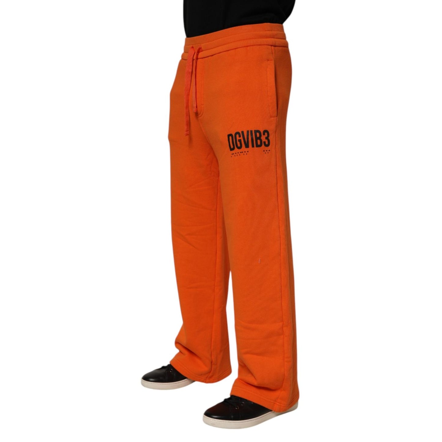 Dolce & Gabbana Orange Cotton DG VIB3 Logo Drawstring Sweatpants Pants