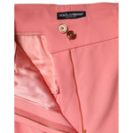 Dolce & Gabbana Pink High Waist Dress Tapered Trouser Pants with button detail