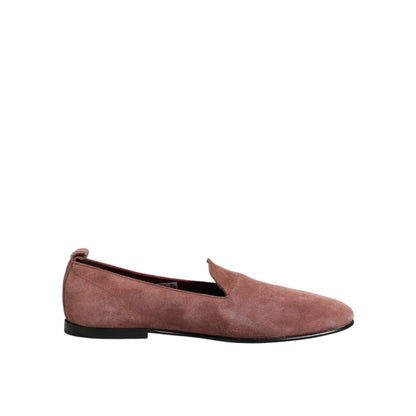 Dolce & Gabbana Pink Suede Loafers Formal Men Dress Shoes for sophisticated style and elegance in premium suede.