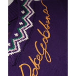 Dolce & Gabbana Purple Wool DG Logo Men Knit Pullover Sweater with embroidered detail