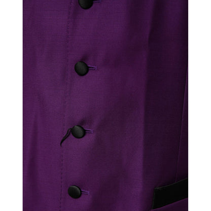 Dolce & Gabbana Purple Wool Dress Formal Waistcoat Vest