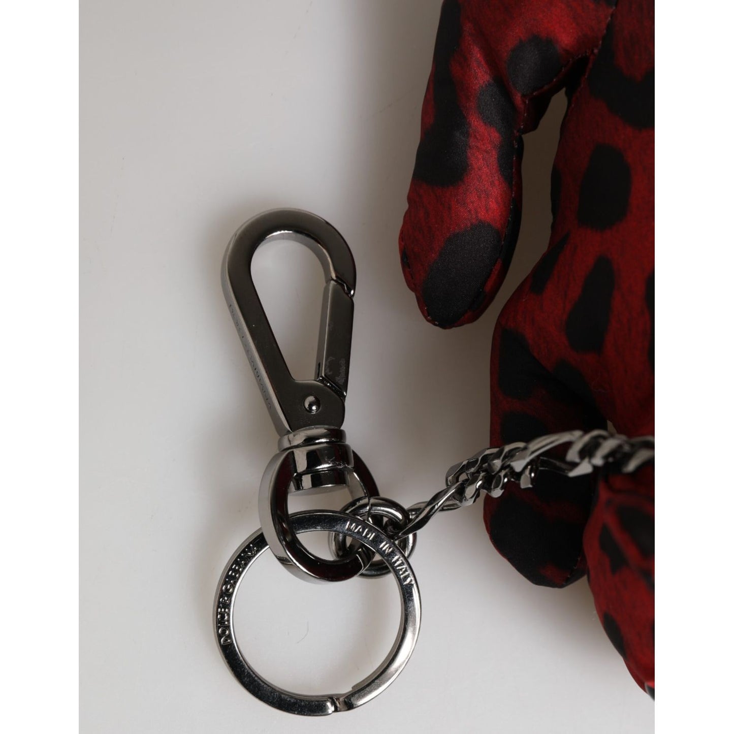 Dolce & Gabbana Red Black Polyester Animal Silhouette Bag Keychain Keyring