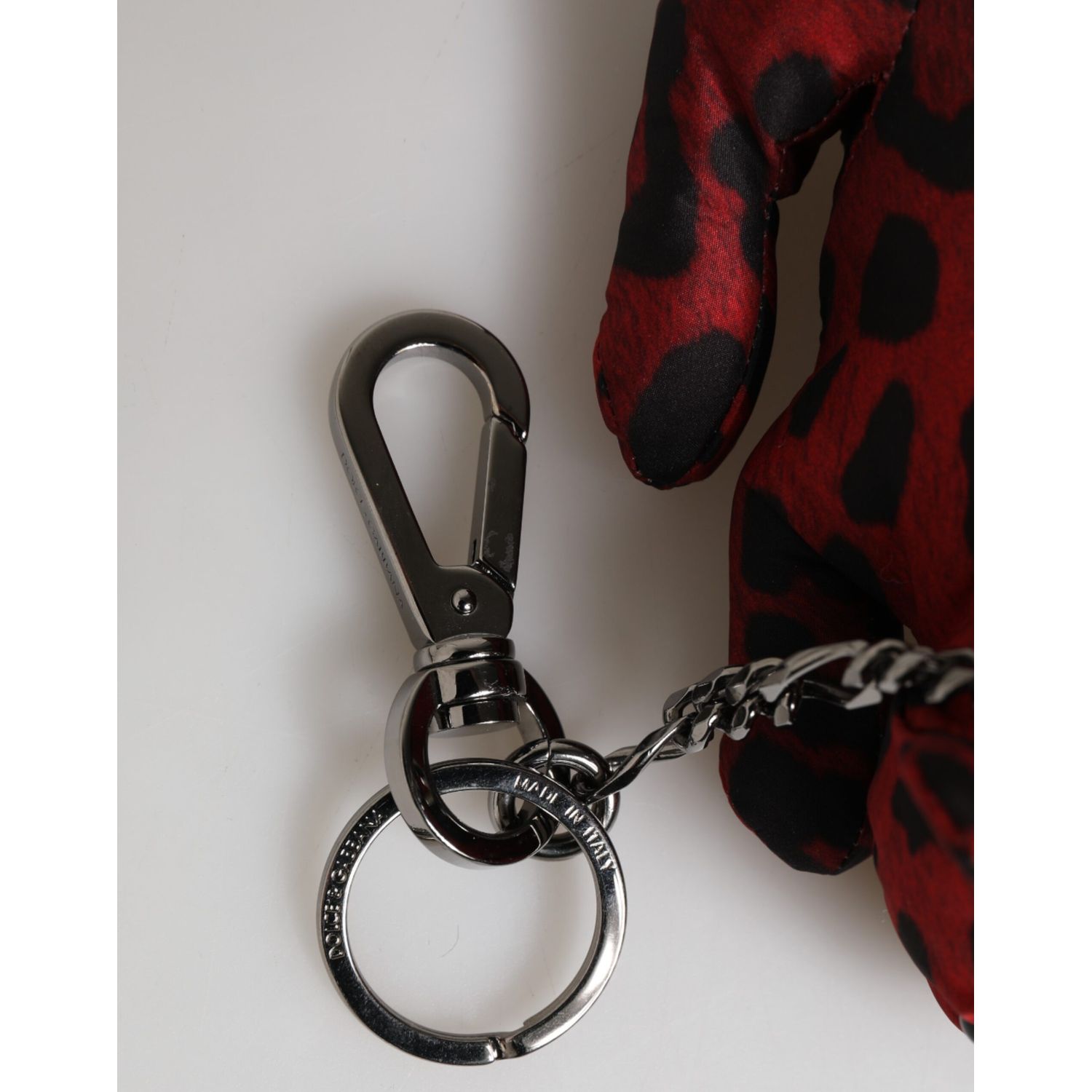 Dolce & Gabbana Red Black Polyester Animal Silhouette Bag Keychain Keyring