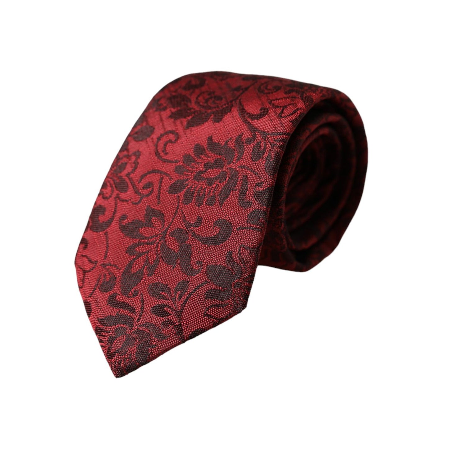 Dolce & Gabbana Red Floral Brocade Silk Adjustable Men Tie in luxurious silk, 6cm width, made in Italy, perfect for elegant occasions.