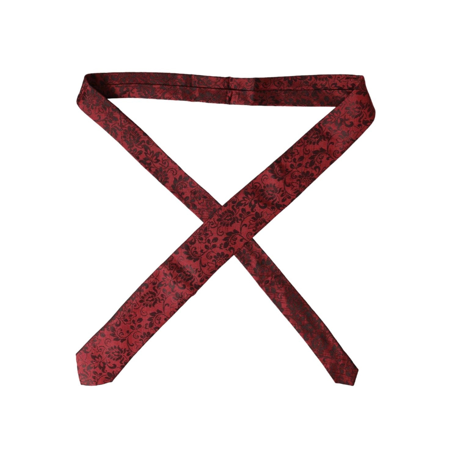 Dolce & Gabbana Red Floral Brocade Silk Adjustable Men Tie