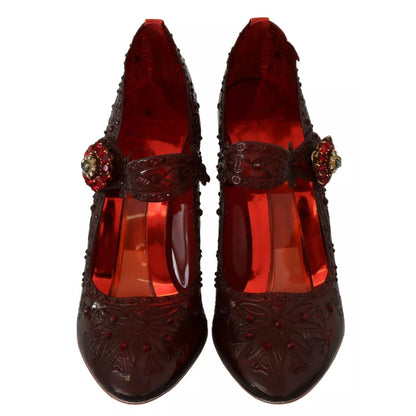 Dolce & Gabbana Red Floral Crystal Heels CINDERELLA Shoes