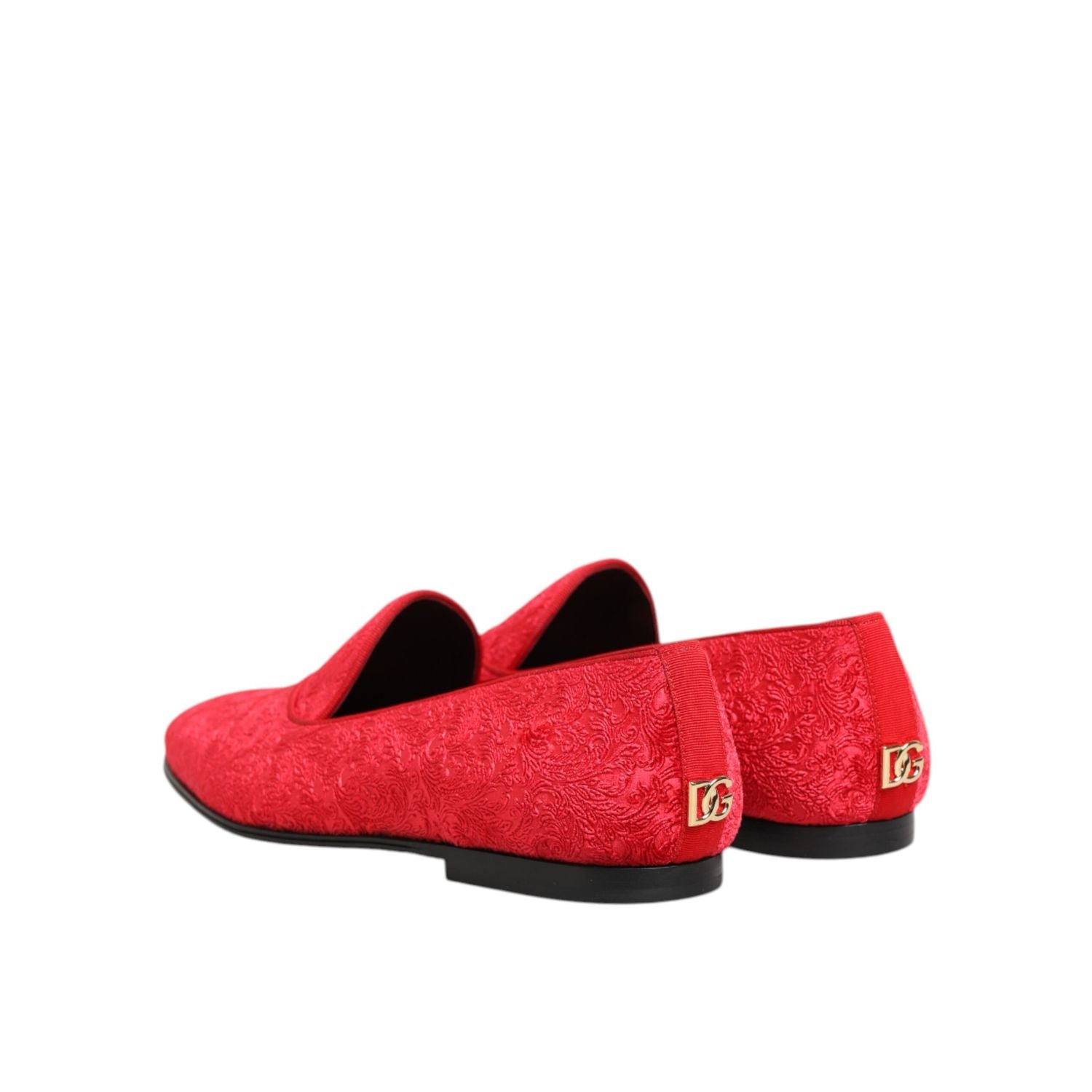 Dolce & Gabbana Red Jacquard Loafers Formal Men Dress Shoes