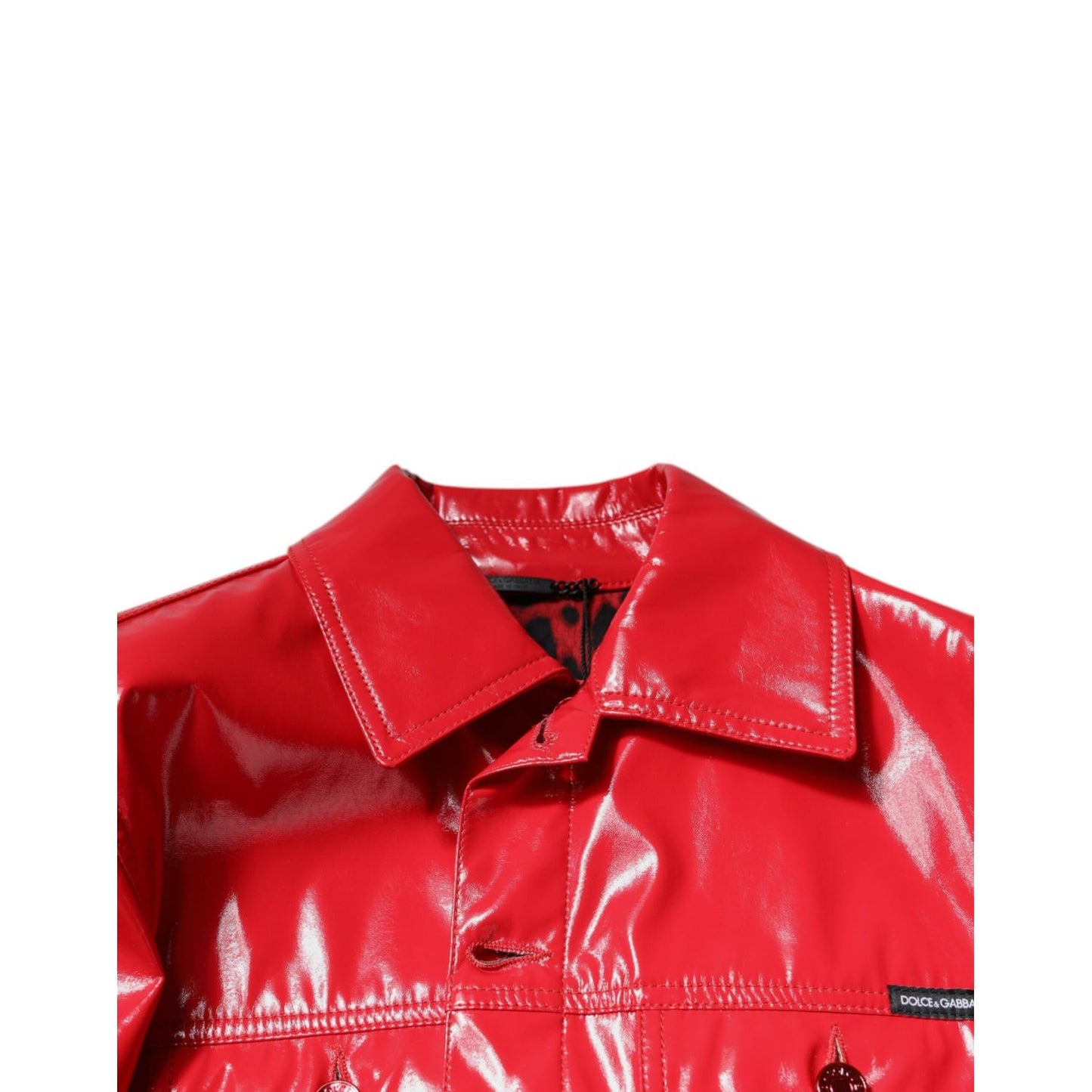 Dolce & Gabbana Red Polyester Button Down Collared Jacket 1728,67345645728,Clothing,Dolce & Gabbana,IT48 | M,Jackets & Coats - Clothing,Jackets - Men - Clothing,Material: 100% Polyester,Men,Men - Clothing,New with tags,Red,Shell Jackets - Jackets & Coats