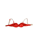 Dolce & Gabbana Red Silk Satin Underwire Bra Semi-Pad Underwear with logo details, luxurious Italian-made balconette bra.
