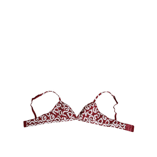 Dolce & Gabbana Red White Logo Mania Soft Cup Bra Underwear featuring bold logo print and soft cup design for light support.