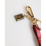 Dolce & Gabbana Red Yellow Mini Espadrille Style Charm Keychain Keyring with gold clip and logo details.