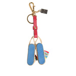 Dolce & Gabbana Red Yellow Mini Espadrille Style Charm Keychain Keyring with tassels and leather accents.