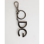 Dolce & Gabbana Silver Brass DG Logo Metal Keychain Holder Men Keyring with polished DG logo and sleek silver tone.