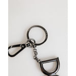 Dolce & Gabbana Silver Brass DG Logo Metal Keychain Holder Men Keyring with sleek silver-tone hardware, elegant design.
