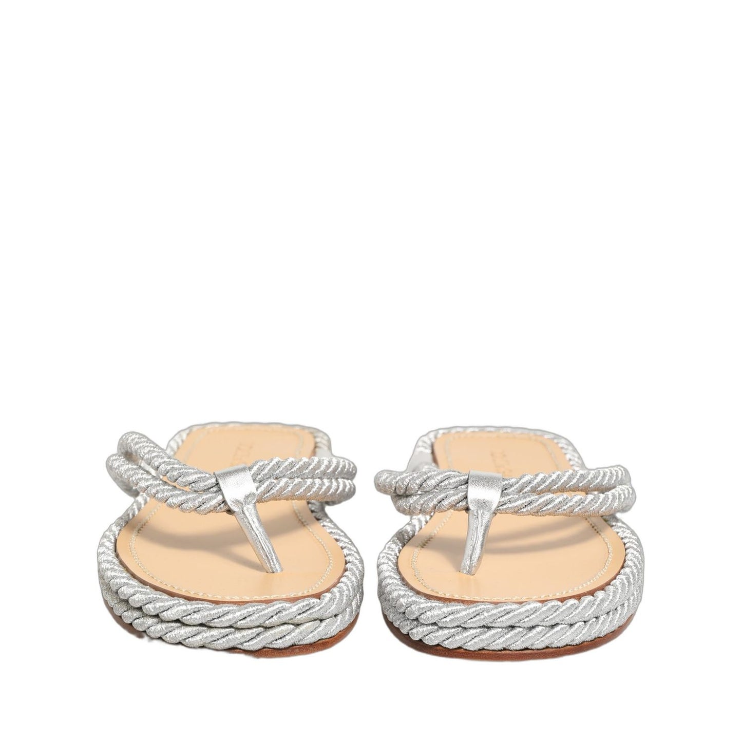 Dolce & Gabbana Silver Rope Slides Sandals Flip Flops Shoes