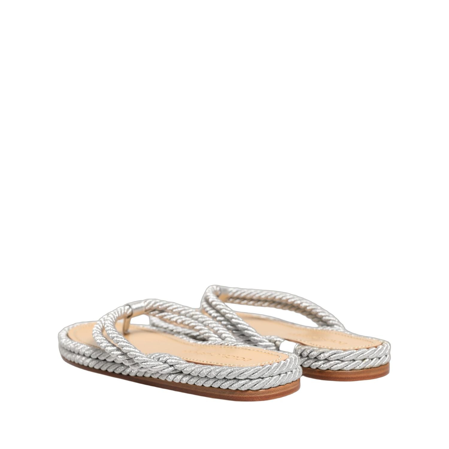 Dolce & Gabbana Silver Rope Slides Sandals Flip Flops Shoes