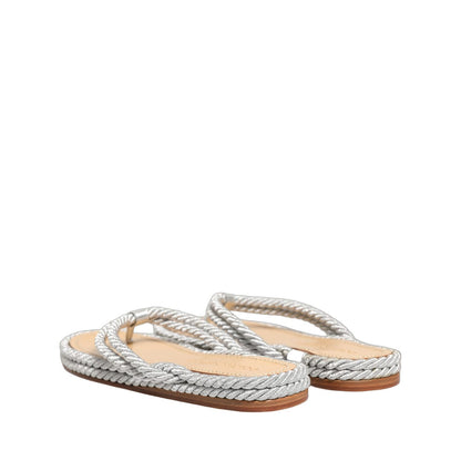 Dolce & Gabbana Silver Rope Slides Sandals Flip Flops Shoes