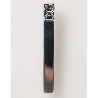 Dolce & Gabbana Silver Tone Brass Logo Branded Men Accessory Tie Clip Bar with engraved logo and polished finish.