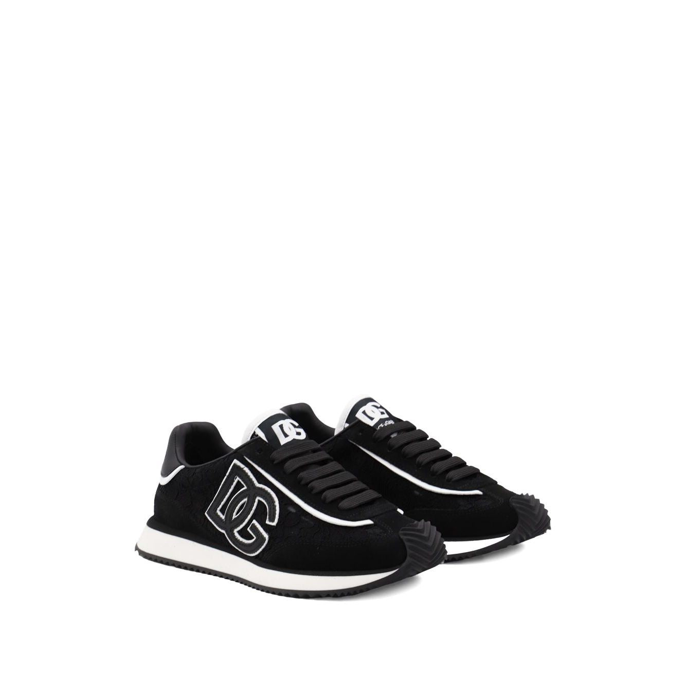 Dolce & Gabbana Sneakers Black with lace-up fastening, rubber sole, branded heel, and logo patch.