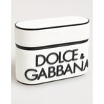 Dolce & Gabbana White Black Rubber Logo Embossed Accessory Airpods Case
