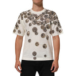 Dolce & Gabbana White Coin Print Cotton Crew Neck Men T-shirt, short-sleeve, Italian crafted.