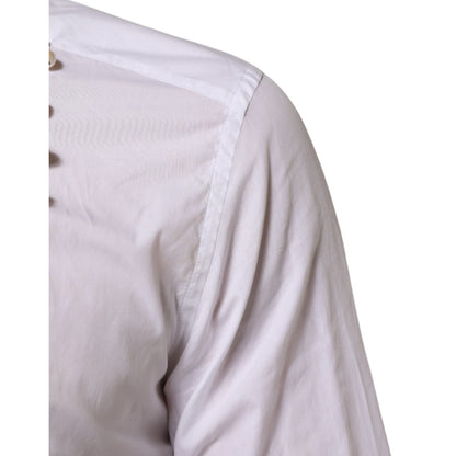 Dolce & Gabbana White Cotton DG Logo Pearl Chain Formal Shirt