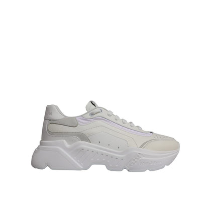 Dolce & Gabbana White Daymaster Low Top Sneakers Shoes made of calf leather with rubber sole, lace-up closure, and logo details.