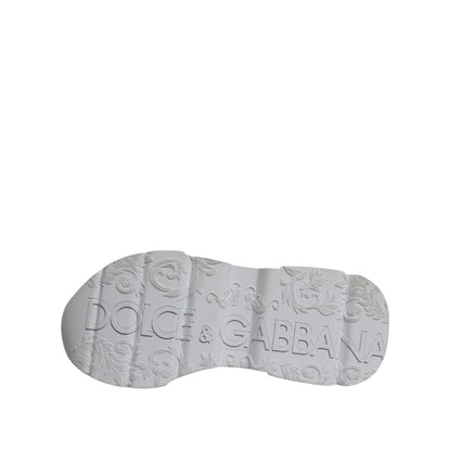 Sole design of Dolce & Gabbana White Daymaster Low Top Sneakers Shoes showcasing logo and intricate patterns.