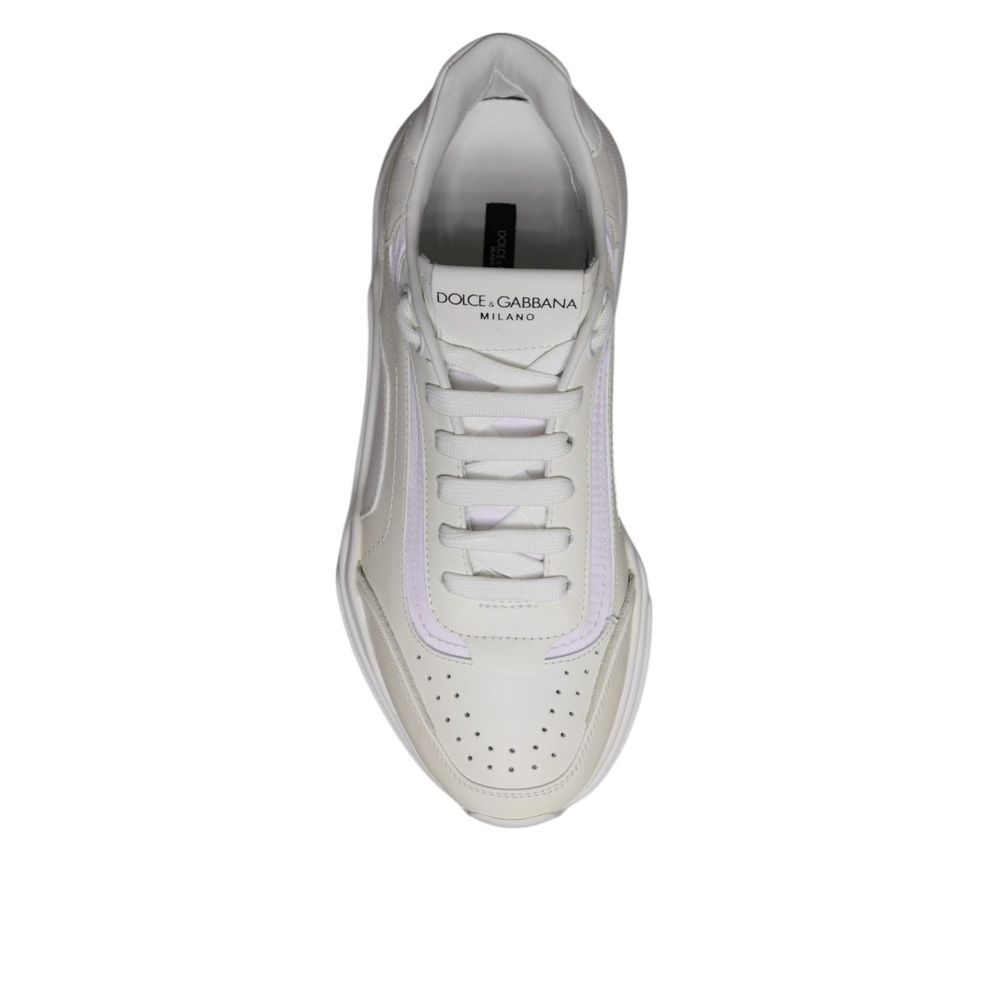 Dolce & Gabbana White Daymaster Low Top Sneakers Shoes with lace-up closure, logo details, crafted from calf leather and nylon.