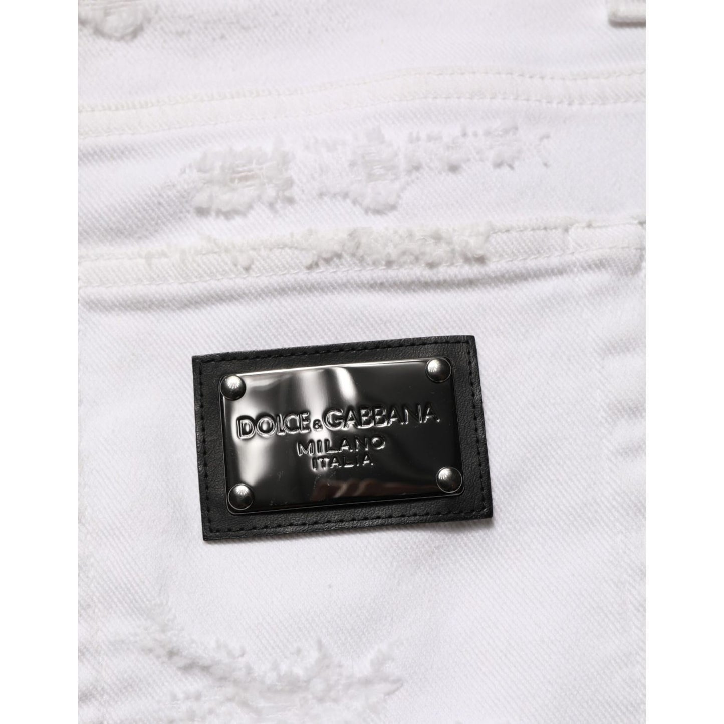 Dolce & Gabbana White Distressed Ripped Denim Trouser Jeans