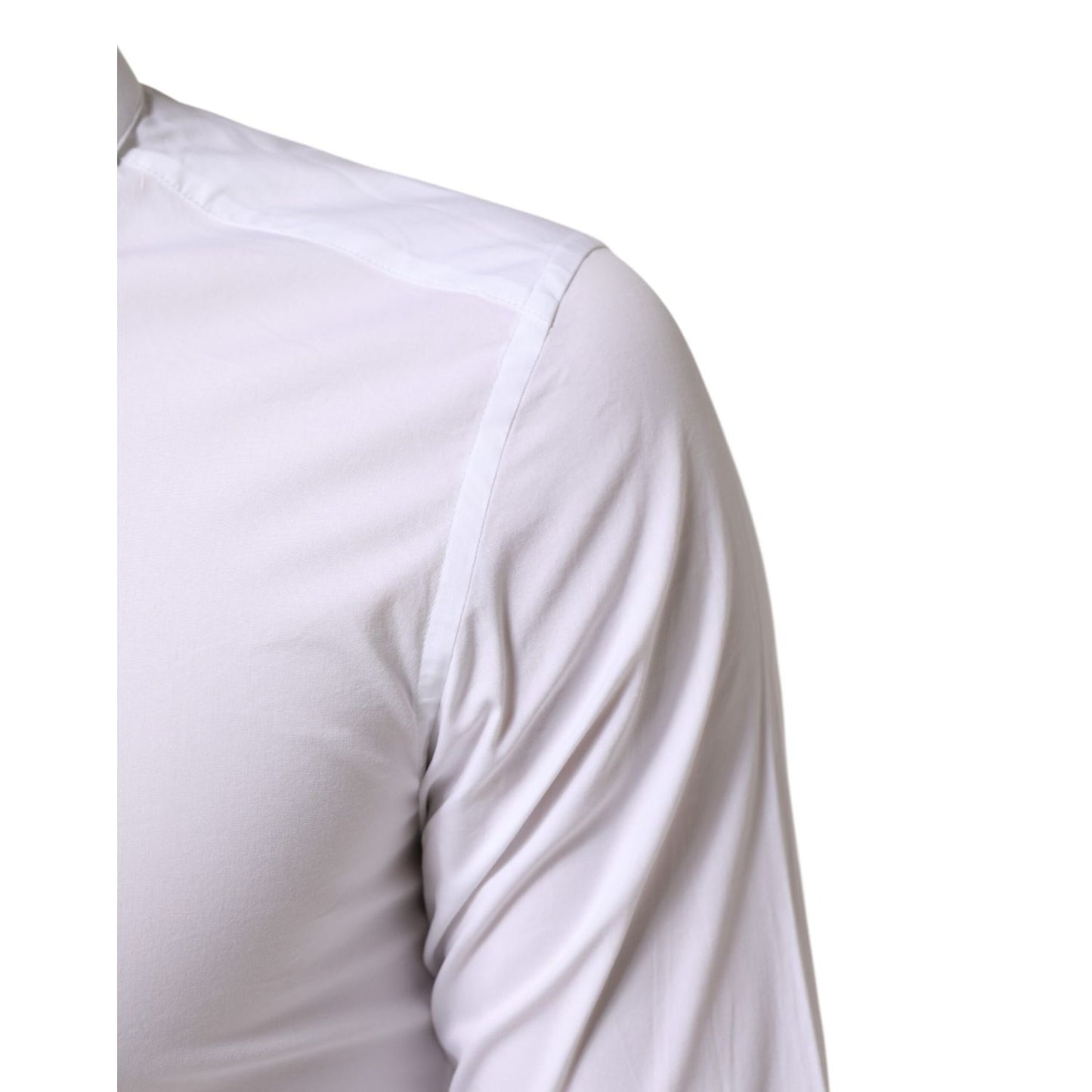 Dolce & Gabbana White GOLD Cotton Long Sleeves Dress Men Shirt