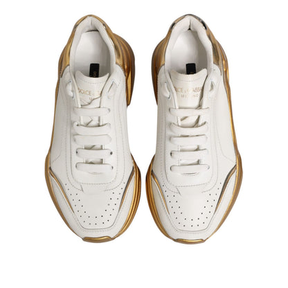 Dolce & Gabbana White Gold DAYMASTER Leather Sneakers Womens Shoes