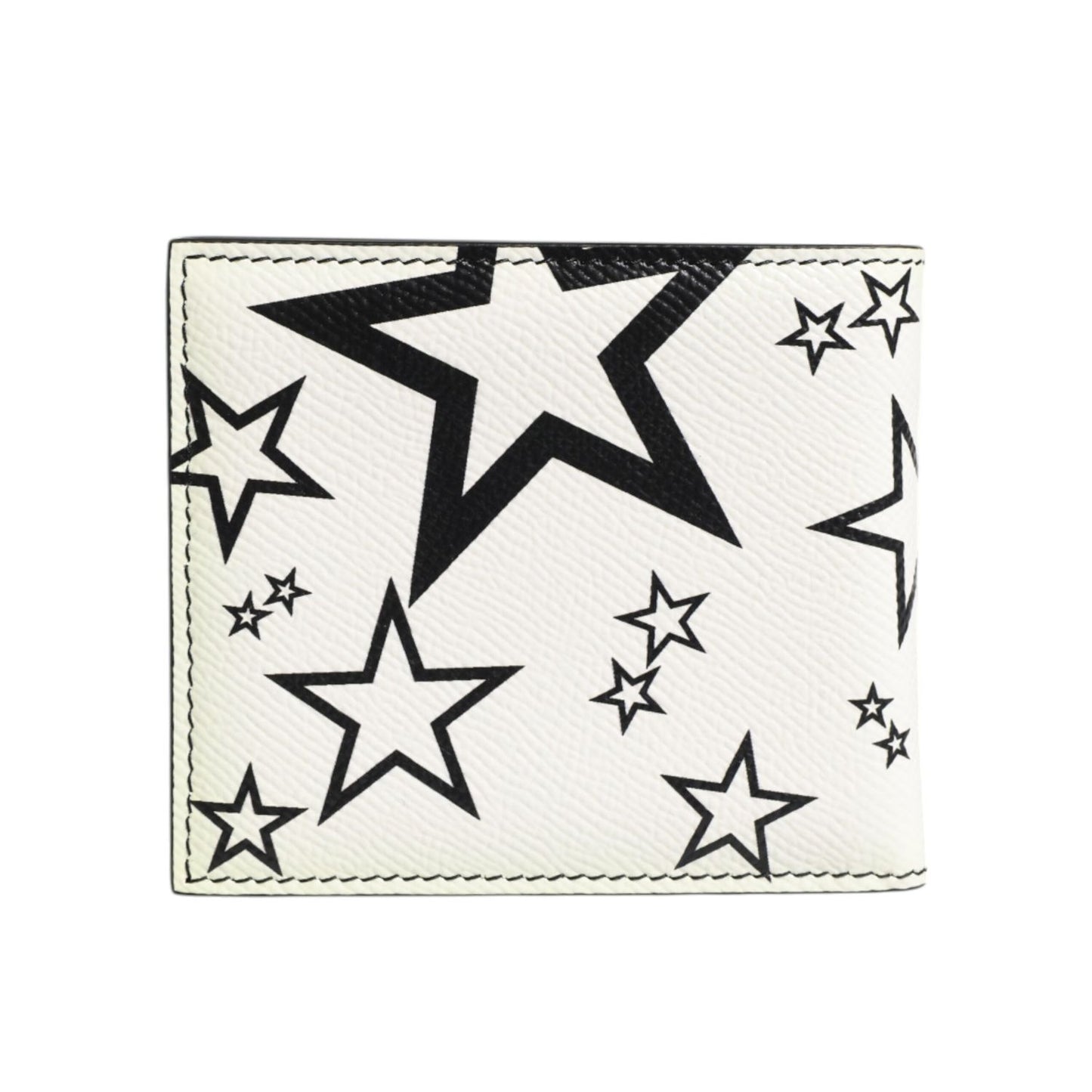 Dolce & Gabbana White Leather DG Star Logo Bifold Men Card Holder Wallet