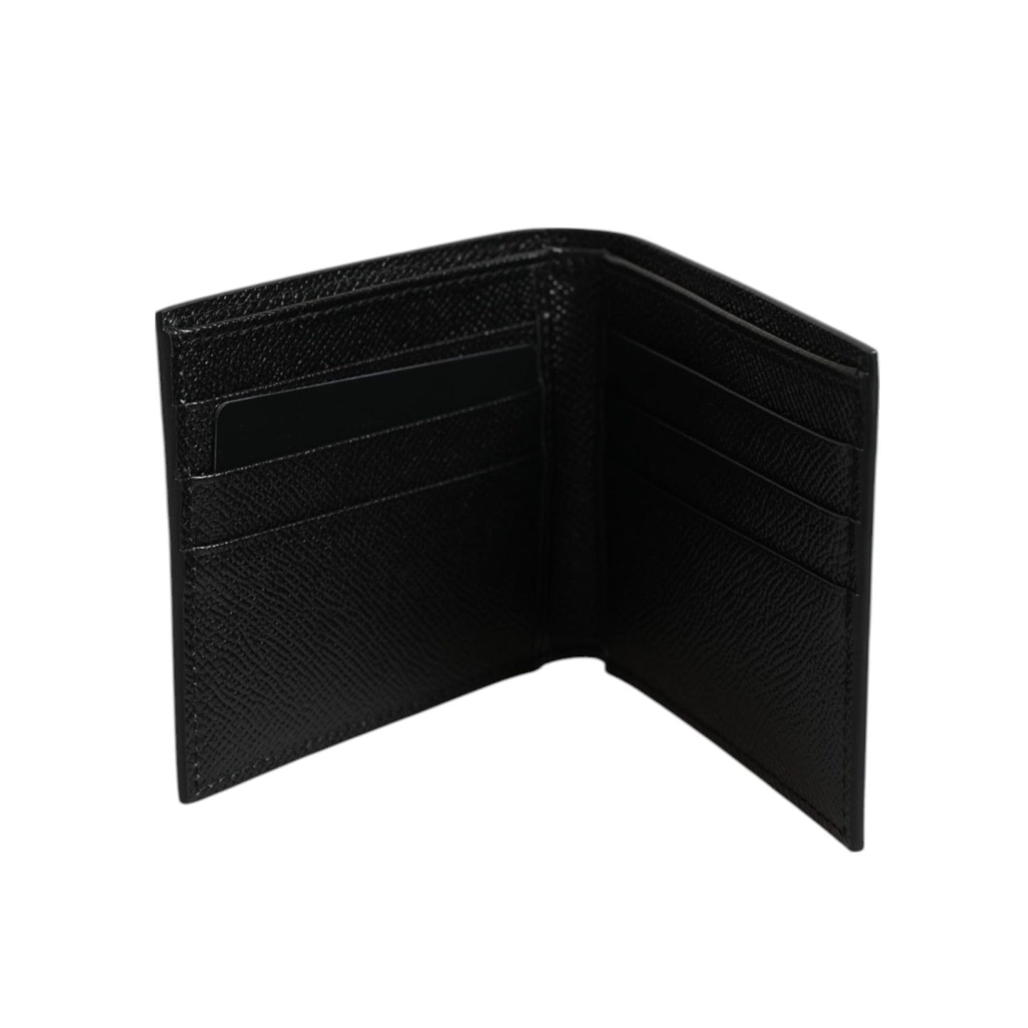 Dolce & Gabbana White Leather DG Star Logo Bifold Men Card Holder Wallet showcasing interior card slots.