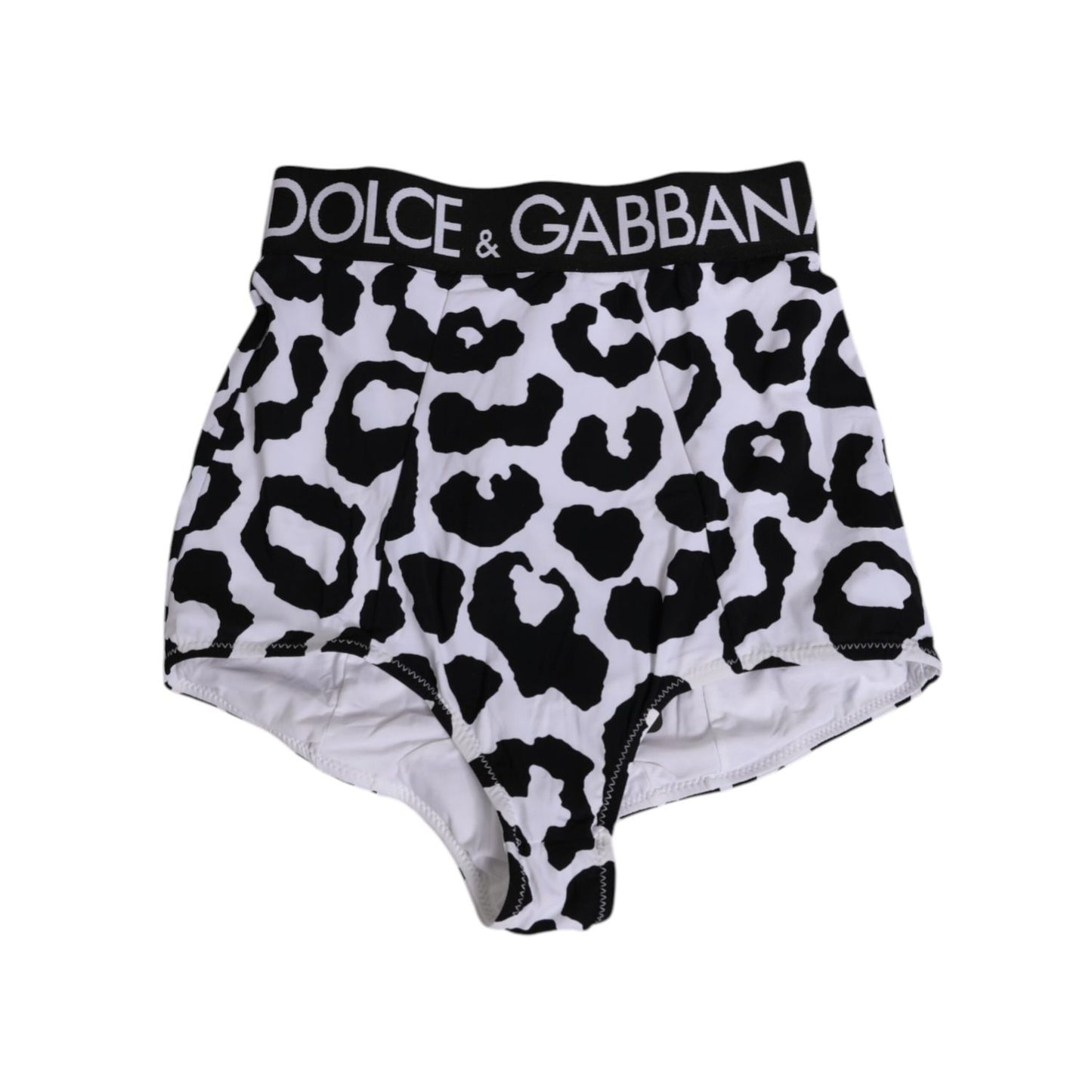 Dolce & Gabbana White Leopard Nylon High Waist Girdle Underwear in white and black with brand logo detailing