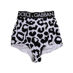 Dolce & Gabbana White Leopard Nylon High Waist Girdle Underwear in white and black with brand logo detailing