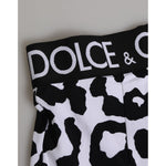 Dolce & Gabbana White Leopard Nylon High Waist Girdle Underwear detail image with logo waistband, showcasing leopard print design.