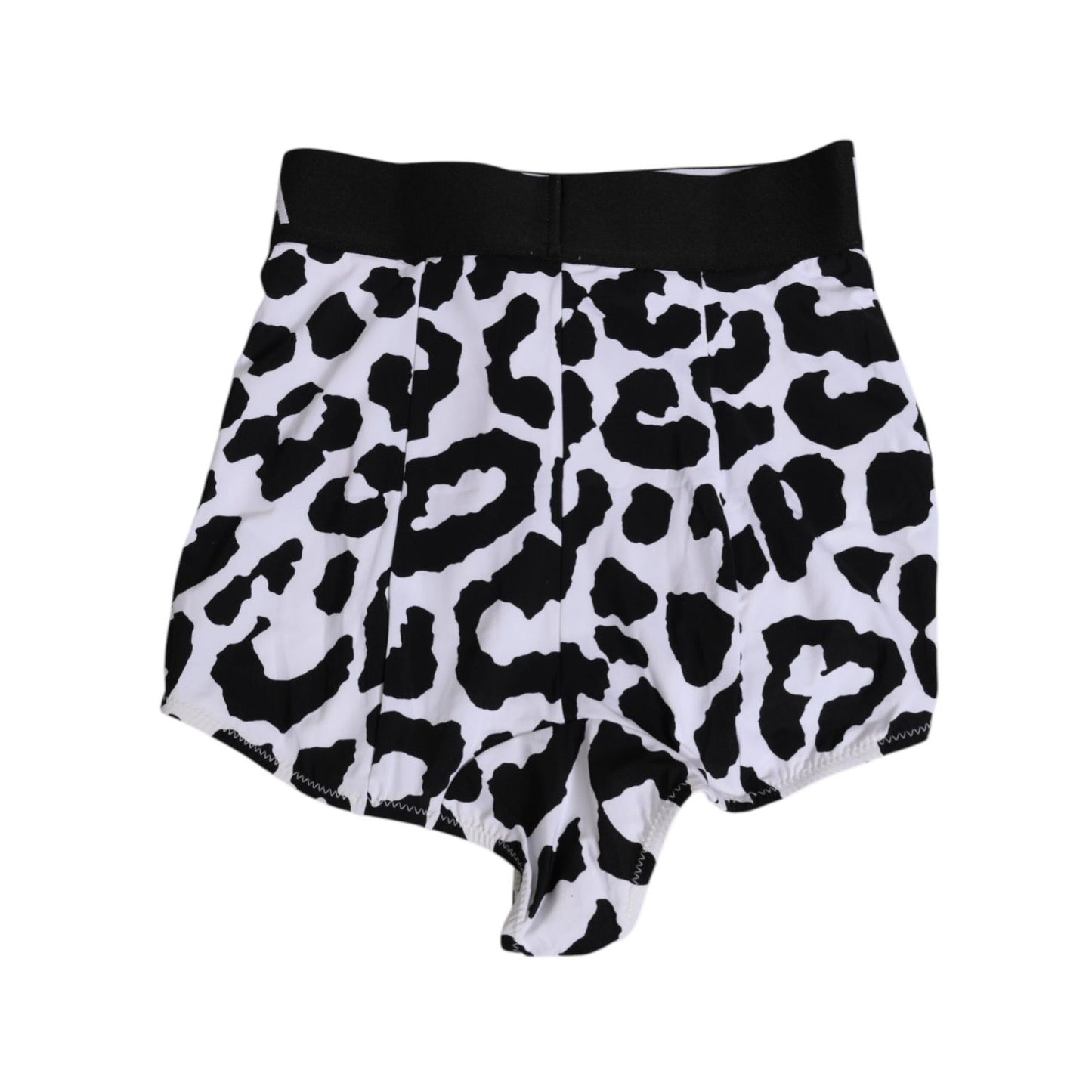 Dolce & Gabbana White Leopard Nylon High Waist Girdle Underwear in signature leopard print with black and white design, made in Italy.
