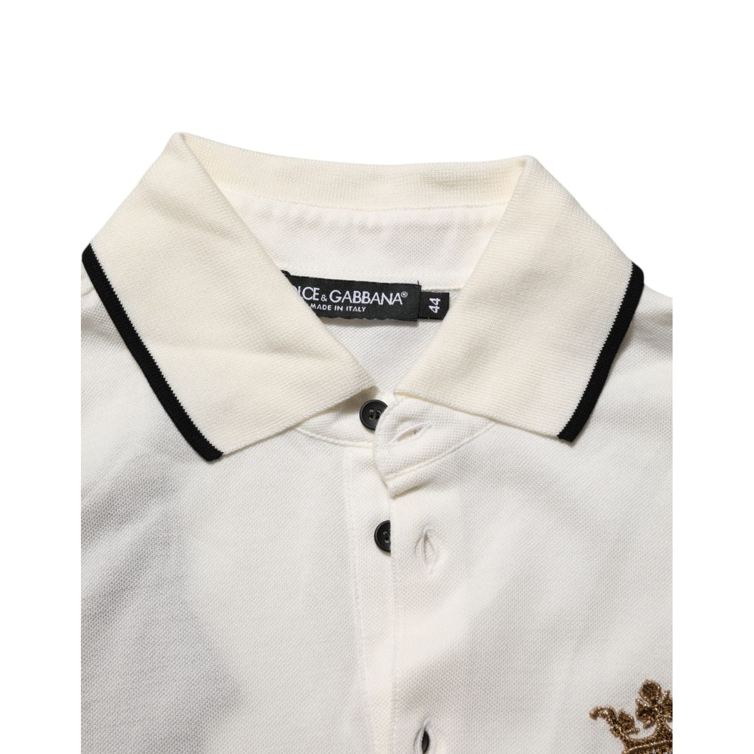 Dolce & Gabbana White Logo Embroidery Cotton Polo T-shirt