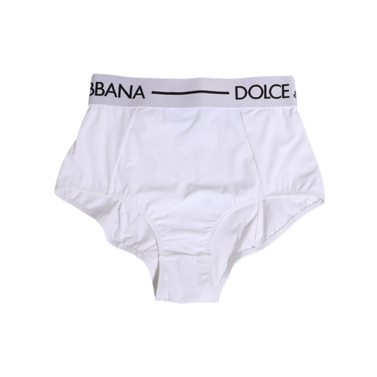 Dolce & Gabbana White Nylon Logo Waistband Coulotte Underwear with iconic logo waistband, sleek and stylish design, made in Italy.