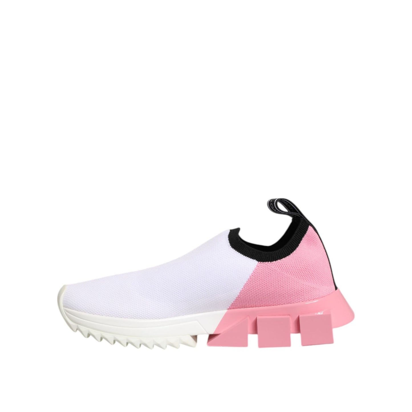 Dolce & Gabbana White Pink Low Top Sorrento Sneakers Shoes with modern sporty design and rubber sole.